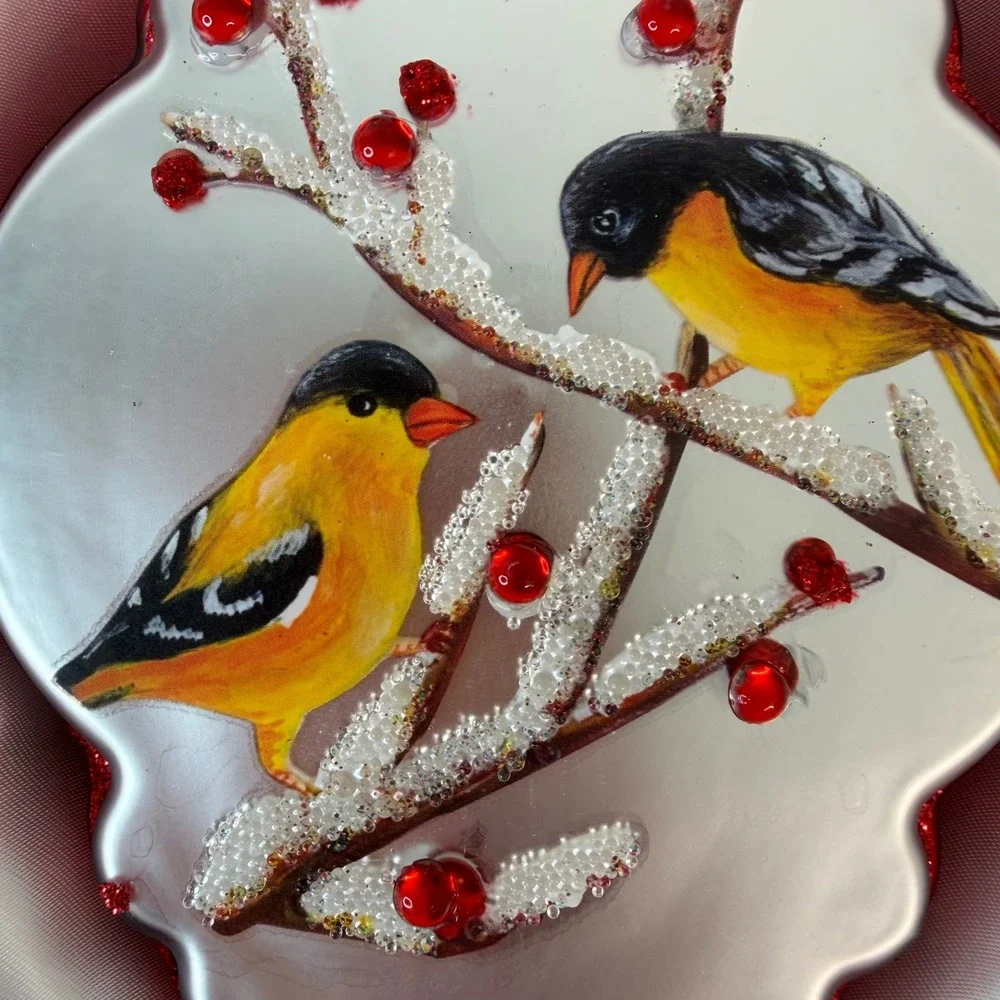 Gold Finch Song Bird Christmas Ornament with Gift Box by Valerie Parr Hill